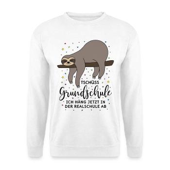 Grundschule Abschluss Tschüss Faultier Realschule - Unisex Pullover - Weiß - Vorne