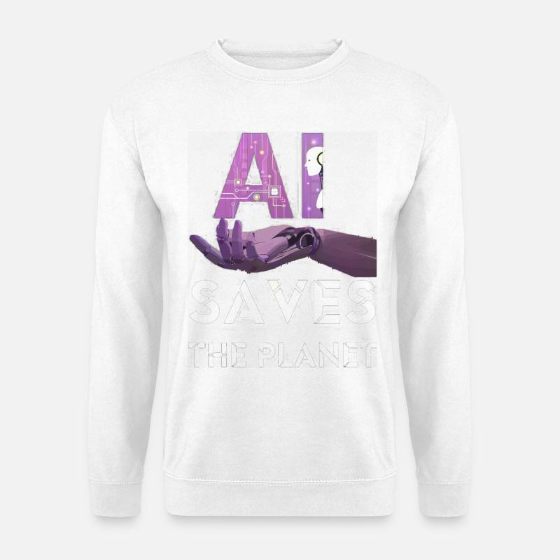 AI SAVE THE PLANET artificial intelligence - Unisex Sweatshirt - white
