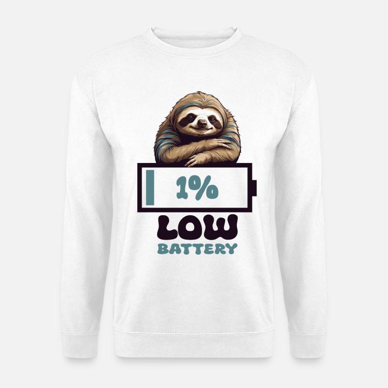 Faultier Leere Batterie - Unisex Pullover - Weiß