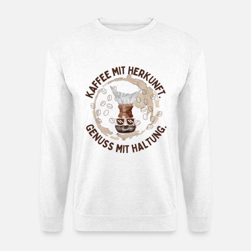 Kaffee mit Herkunft – Genuss mit Haltung - Unisex Pullover - Weiß