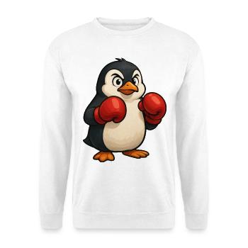 Cool penguin boxer fights in cartoon design - Unisex Sweatshirt - white - Front