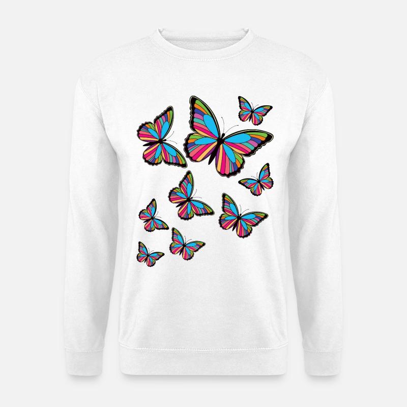 Bunte Schmetterlinge. - Unisex Pullover - Weiß