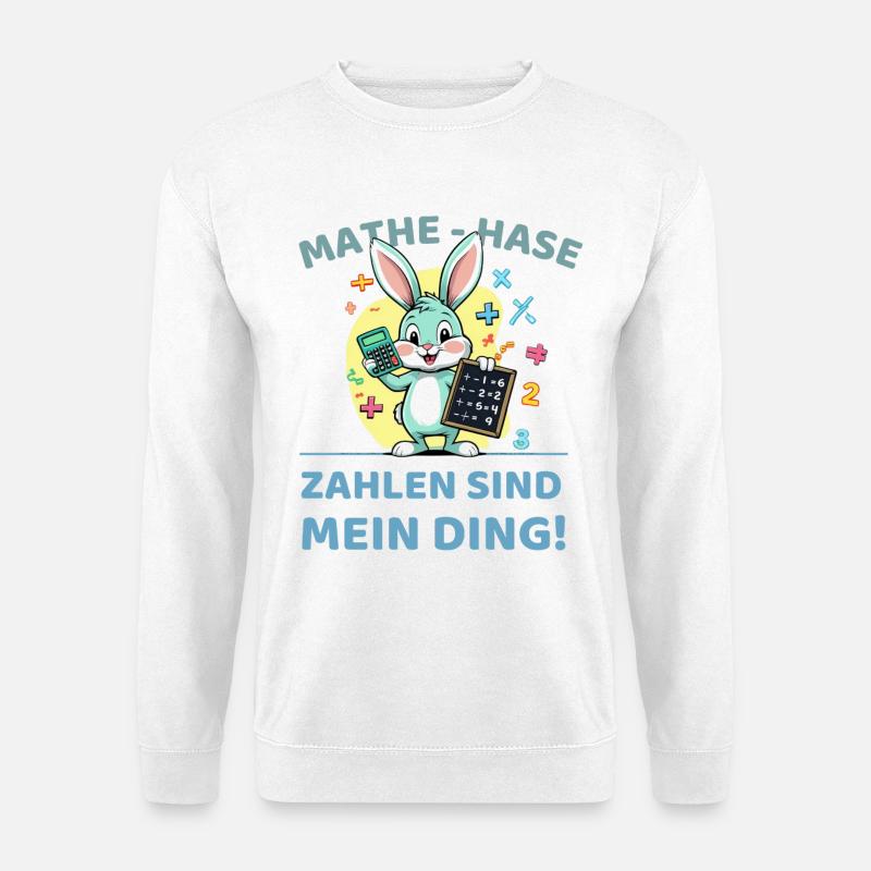 Math bunny with calculation task - Unisex Sweatshirt - white