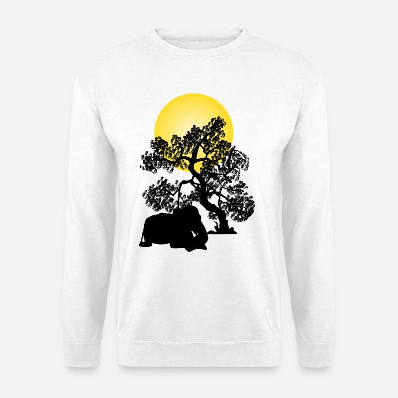 Yellow moon over tree silhouette - Unisex Sweatshirt - white