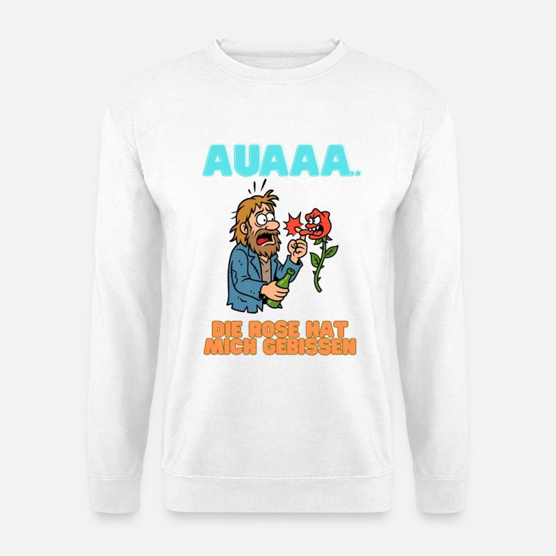 Auaaa die Rose hat gebissen Meme - Unisex Pullover - Weiß