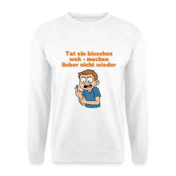 Wütendes Kind Spruch Cartoon - Unisex Pullover - Weiß - Vorne - Alina (178cm) & Michal (187cm)