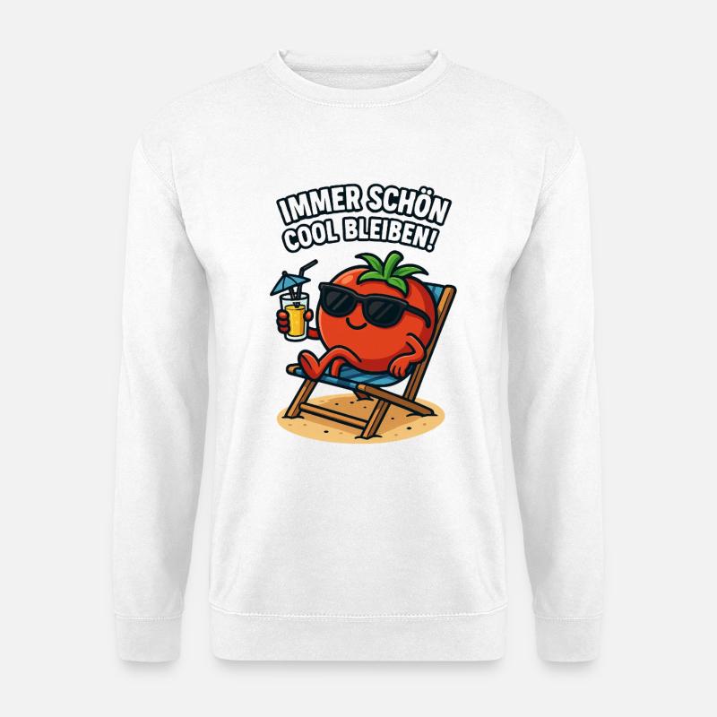 Sommer Tomate mit Sonnenbrille karikatur  - Unisex Pullover - Weiß