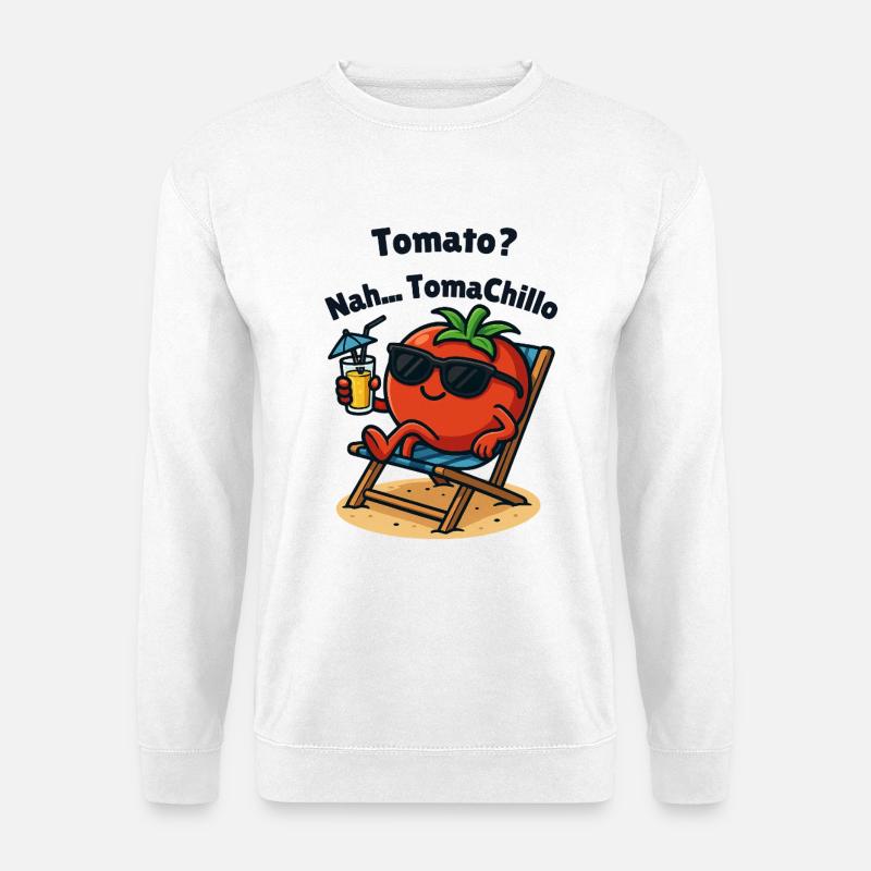 Tomate Chillen am Strand Illustrationen - Unisex Pullover - Weiß