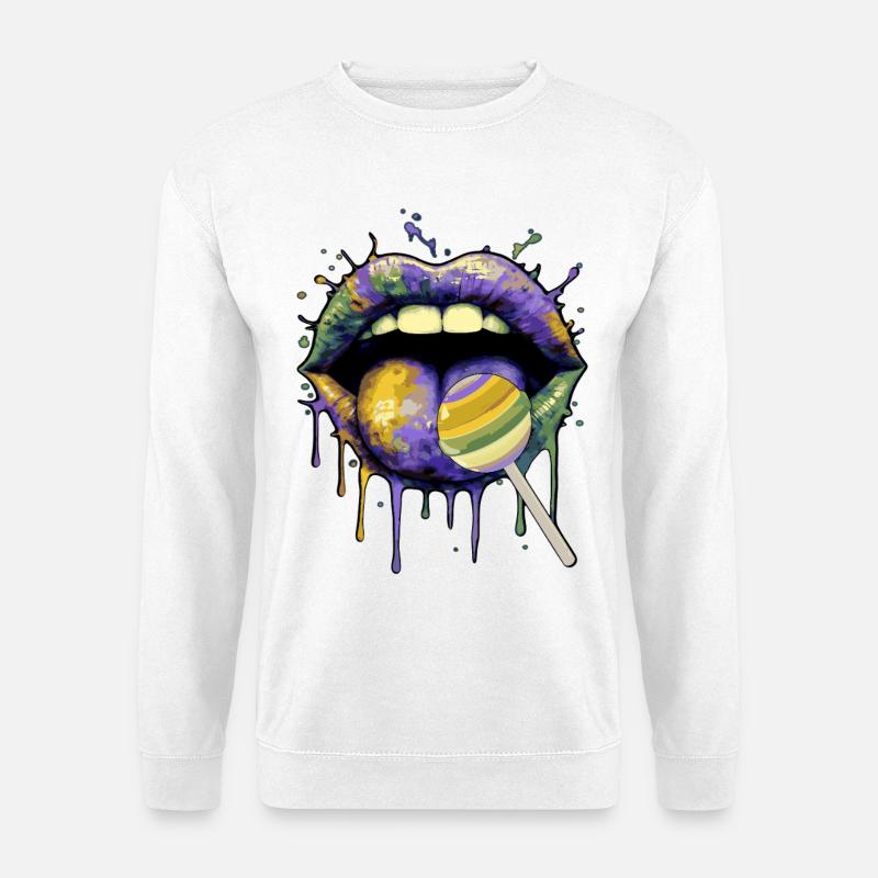 Bunte Pop-Art Lippen & Lolli - Unisex Pullover - Weiß