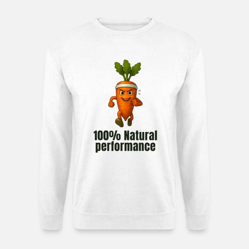 Karotte Krafttraining Natural Power Karikatur  - Unisex Pullover - Weiß
