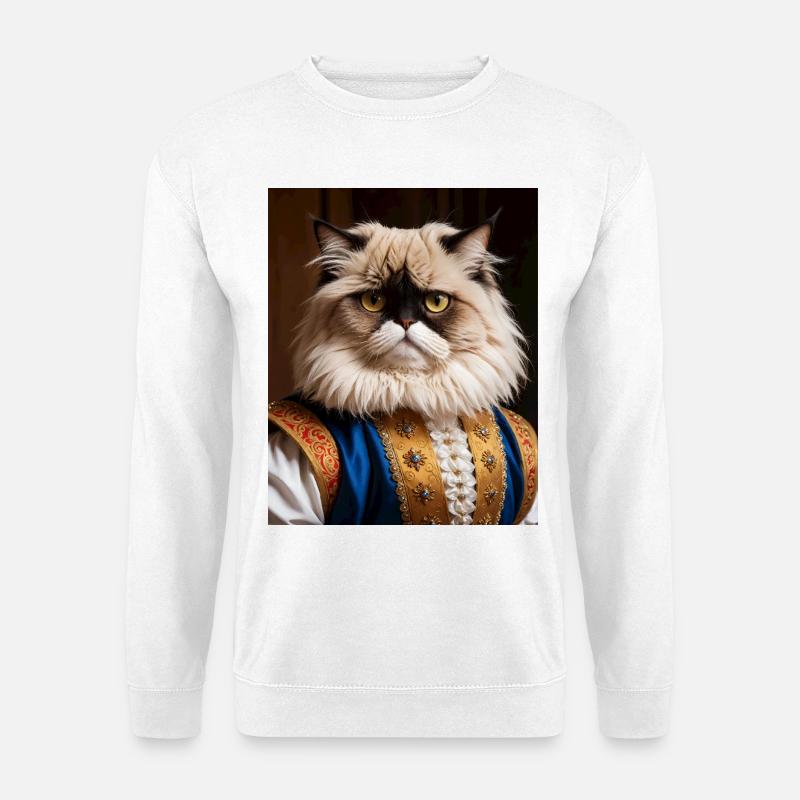 Königliche Samtpfote – Die Aristokraten-Katze - Unisex Pullover - Weiß