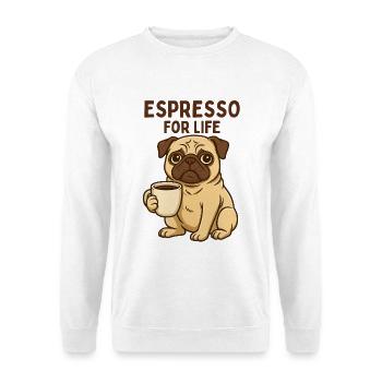 Espresso-Pug: Kaffee-Liebe - Unisex Pullover - Weiß - Vorne
