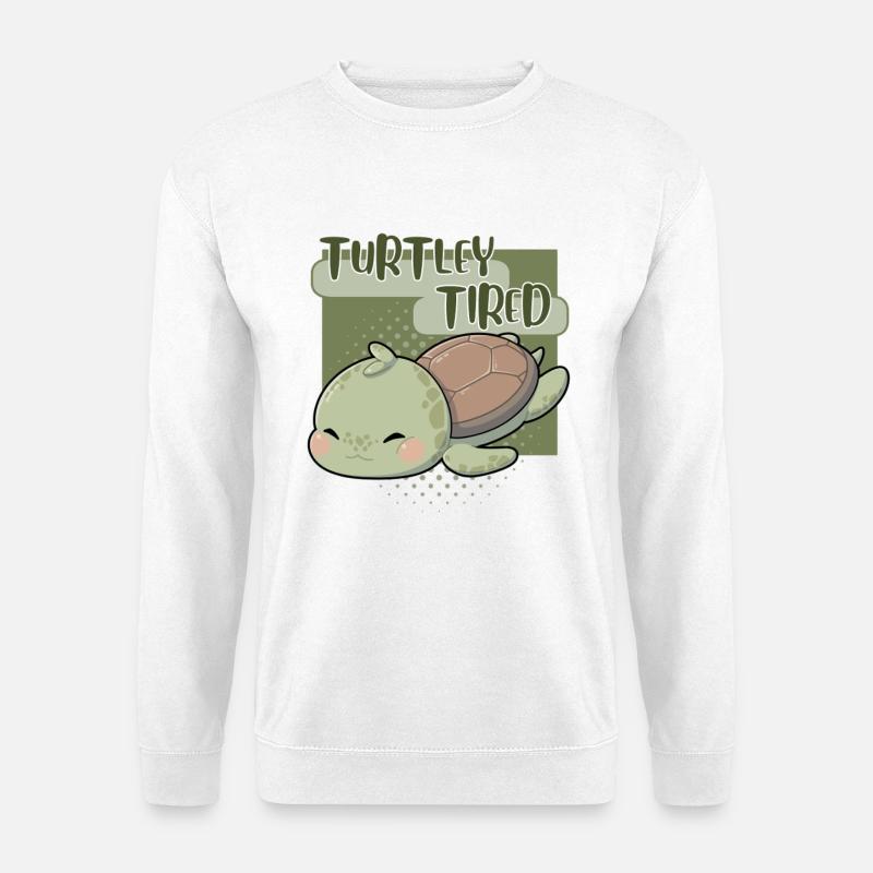 Turtley Tired – Müde Schildkröte - Unisex Pullover - Weiß