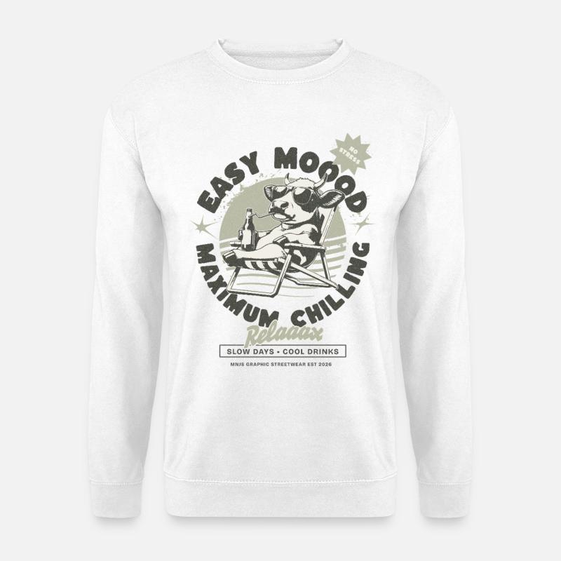 Relax Kuh am Strand - Unisex Pullover - Weiß