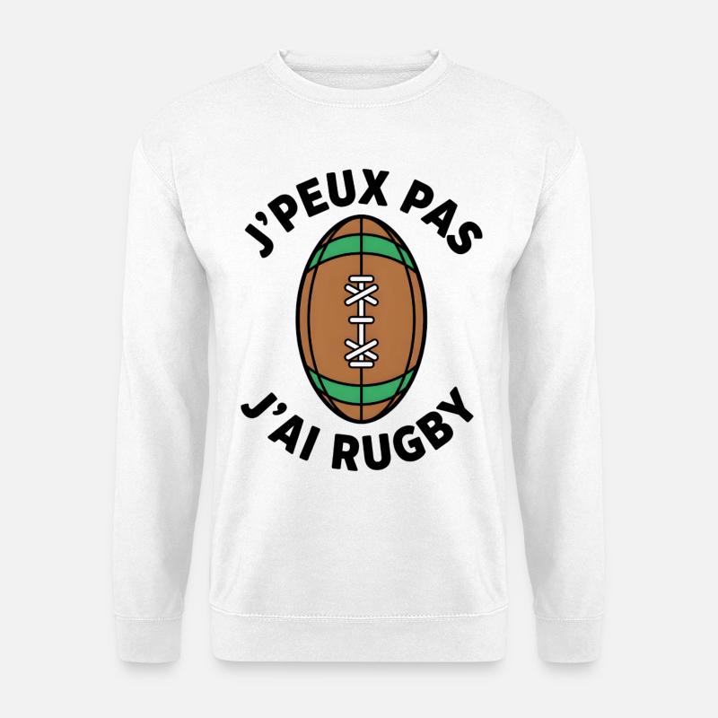 Retro Rugbyball Grünbraun - Unisex Pullover - Weiß