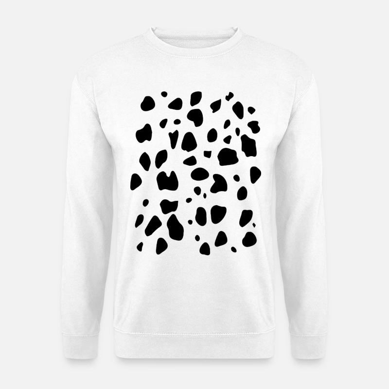Kuh Dalmatiner Tiermuster schwarze Flecken schwarz - Unisex Pullover - Weiß