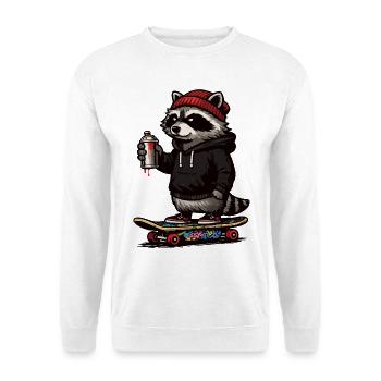 Raccoon Skate Graffiti - Unisex Sweatshirt - white - Front