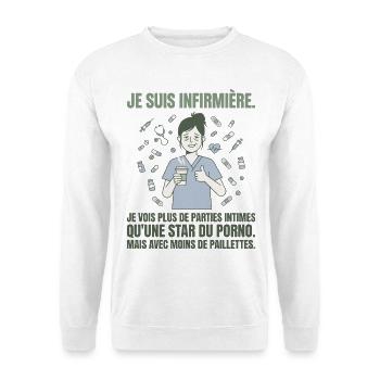 Infirmière Humour Noir Sans Paillettes - Unisex Pullover - Weiß - Vorne