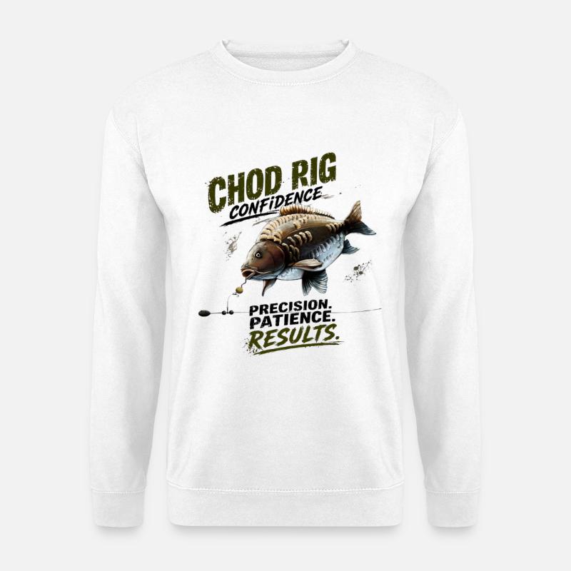 Chod Rig Confidence Karpfenfischerei-Design - Unisex Pullover - Weiß