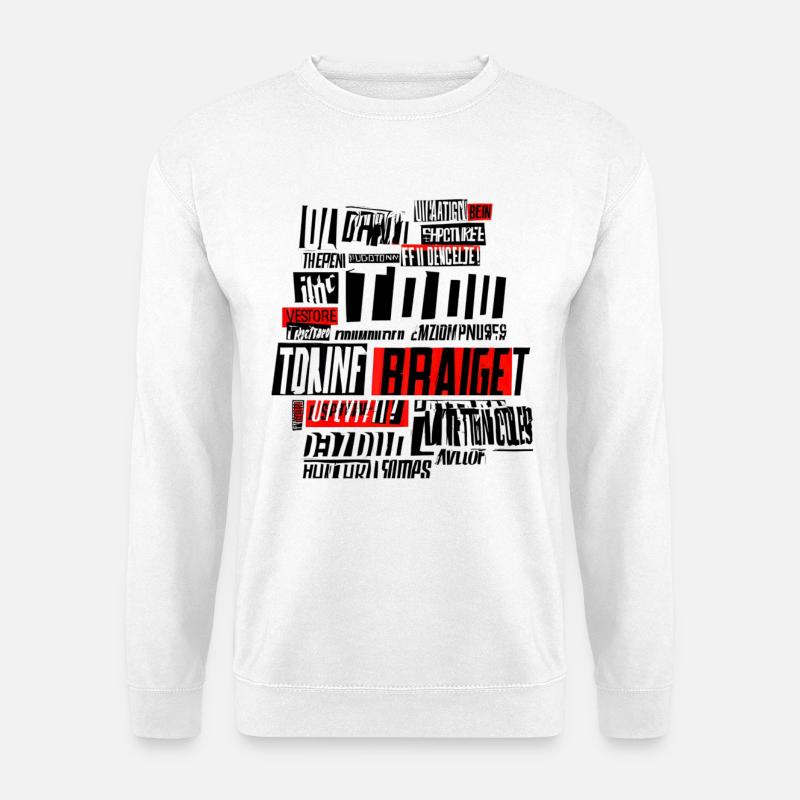 Glitch Typografie Rot Schwarz - Unisex Pullover - Weiß