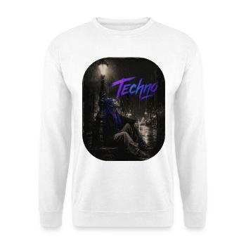 Techno Girl Under Lantern In The Rain We Love Techno - Unisex Sweatshirt - white - Front