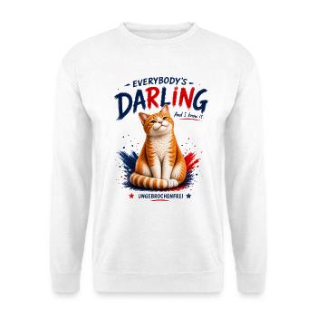 Everybody’s Darling  Charmante Katze mit Charakter - Unisex Pullover - Weiß - Vorne - Alina (178cm) & Michal (187cm)