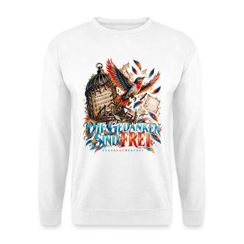 Die Gedanken sind frei - Unisex Pullover - Weiß - Vorne - Alina (178cm) & Michal (187cm)