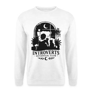 Introverts Botanischer Klub - Unisex Pullover - Weiß - Vorne - Alina (178cm) & Michal (187cm)