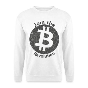 Bitcoin Revolution Kreis - Unisex Pullover - Weiß - Vorne - Alina (178cm) & Michal (187cm)