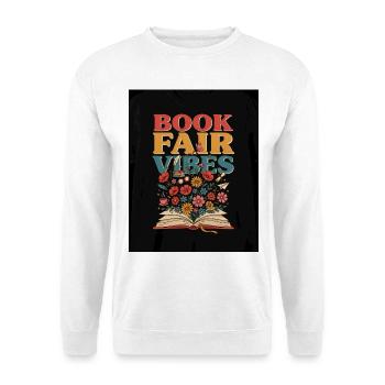 Buchmesse-Vibes - Unisex Pullover - Weiß - Vorne - Alina (178cm) & Michal (187cm)