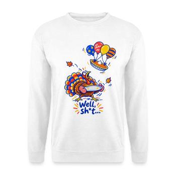 Thanksgiving Truthahn Kürbiskuchen Lustiger Spruch - Unisex Pullover - Weiß - Vorne - Alina (178cm) & Michal (187cm)