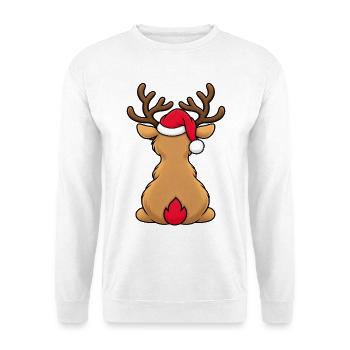 Elch zu Weihnachten  - Unisex Pullover - Weiß - Vorne - Alina (178cm) & Michal (187cm)