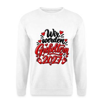 Wir werden Großeltern 2027 - Unisex Pullover - Weiß - Vorne - Alina (178cm) & Michal (187cm)