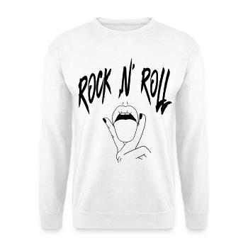 Rock N Roll Hand Gesture Typography Design - Unisex Pullover - Weiß - Vorne