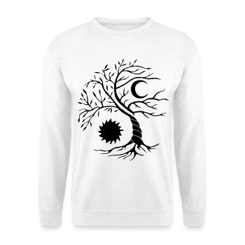 Baum des Lebens schwarze Sonne und Mond - Unisex Pullover - Weiß - Vorne