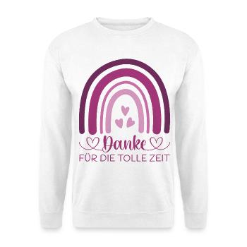 Danke für die tolle Zeit Regenbogen Abschied Kita - Unisex Pullover - Weiß - Vorne