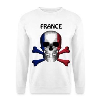 Skull Jolly Roger Pirate Flag France R6Z - Unisex Sweatshirt - white - Front
