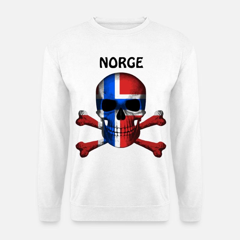 Skull Jolly Roger Pirate Flag Norge R6Z - Unisex Pullover - Weiß
