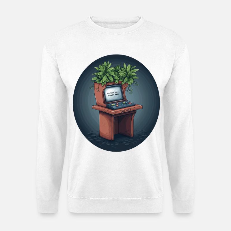 Game Over? Restart – Arcade trifft Natur - Unisex Pullover - Weiß