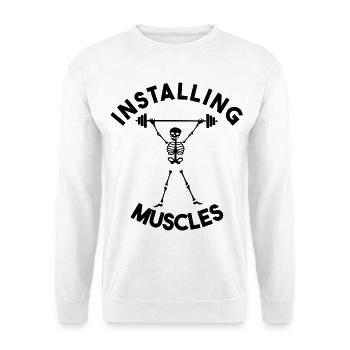 Lustiges Skelett-Fitnessstudio – Installation von Muskelgewichtheben - Unisex Pullover - Weiß - Vorne