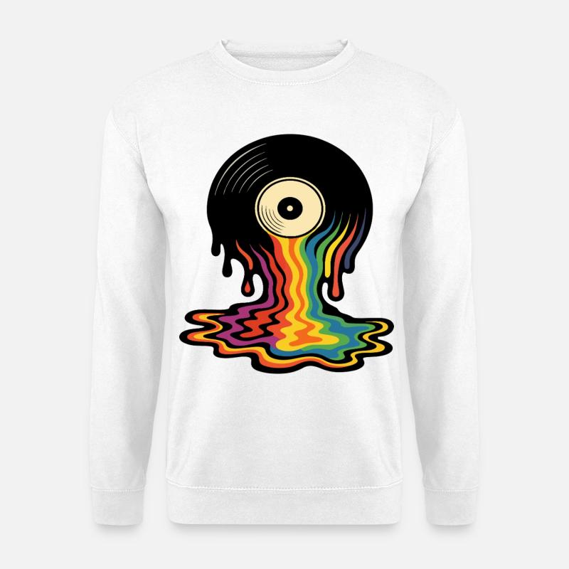 Schmelzendes Regenbogen-Vinyl-Auge - Unisex Pullover - Weiß