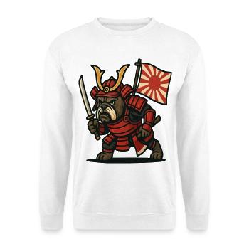 Samurai Bulldogge Krieger Japan Rüstung Design - Unisex Pullover - Weiß - Vorne