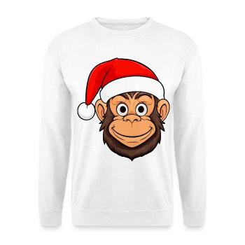 Singe Noël / Père Noël Singe - Sweat-shirt Unisexe - blanc - Devant