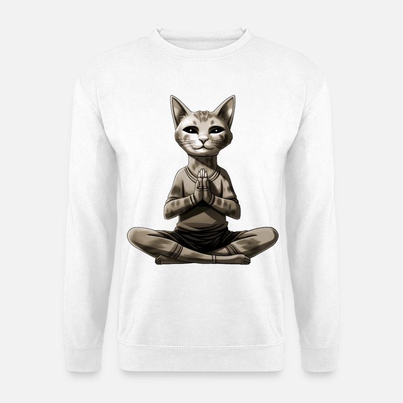 Katzen Yoga - Unisex Pullover - Weiß