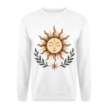 Mittsommer Sonne – Boho Natur Symbol - Unisex Pullover - Weiß - Vorne