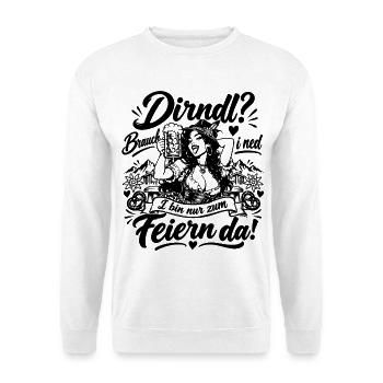 Dirndl? Brauch i ned - Unisex Pullover - Weiß - Vorne - Alina (178cm) & Michal (187cm)