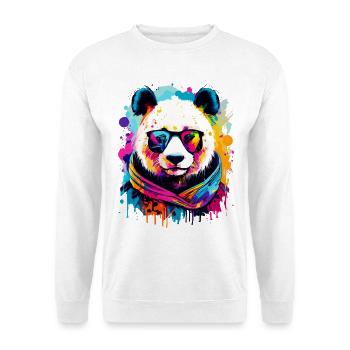 Panda Farbenfroh - Pandabär Bunt - Panda Bär - Unisex Pullover - Weiß - Vorne