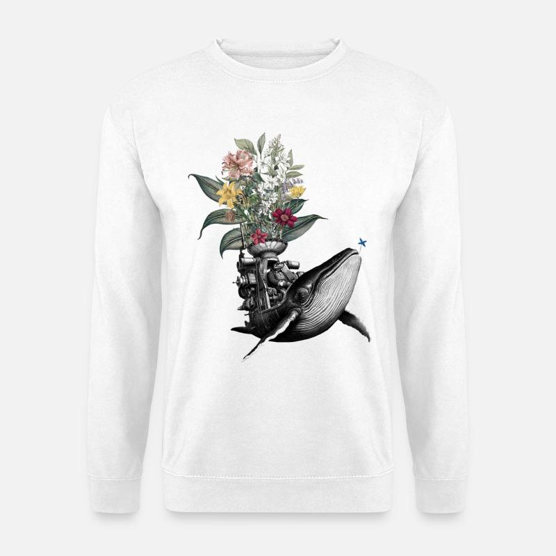 Herzlichen Glückwunsch – Frosch, Wal, Blumen - Unisex Pullover - Weiß