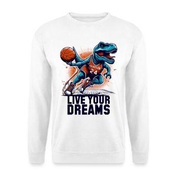 Basketball T-Rex Dinosaurier Träume Geschenk - Unisex Pullover - Weiß - Vorne
