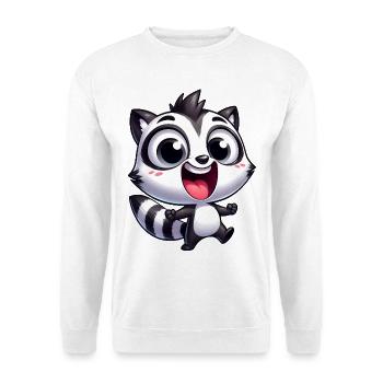 Kawaii Raccoon Cartoon Joy Cute Fun Kids - Unisex Sweatshirt - white - Front